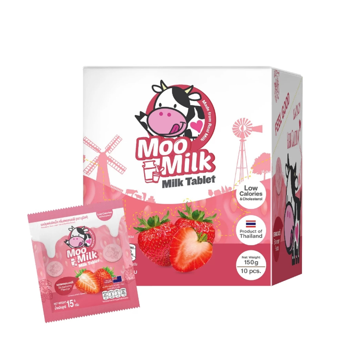 Moomilk أقراص حليب بالفراولة (10 أكياس) — صورة 2