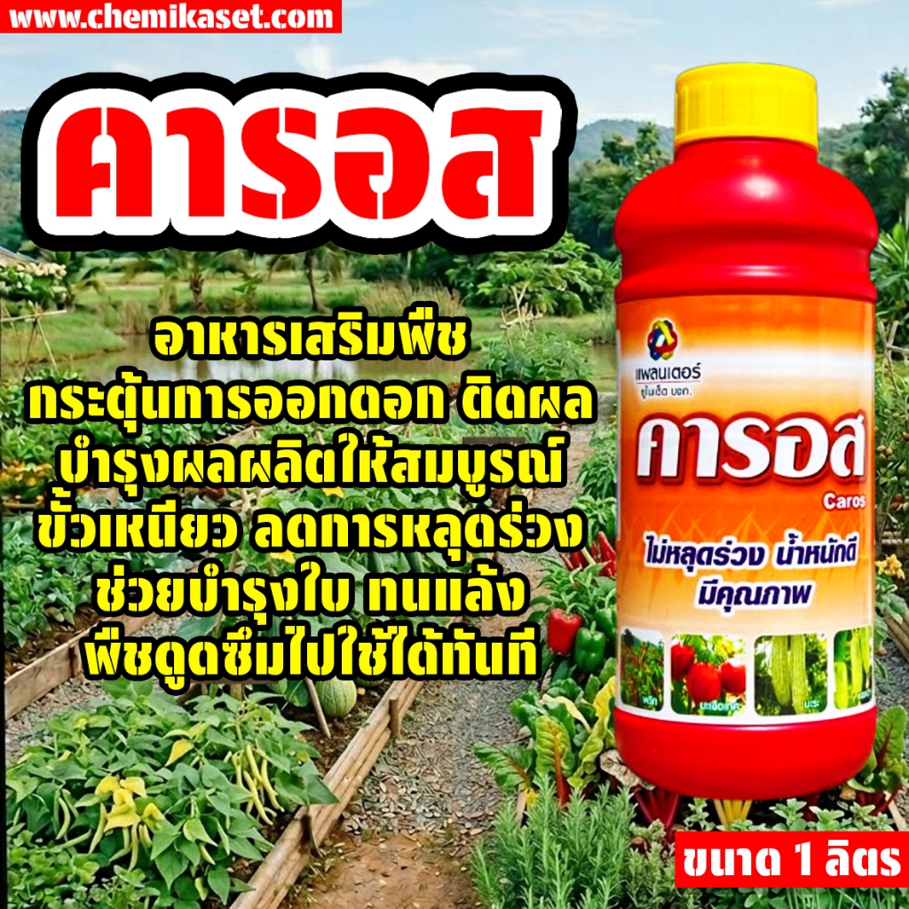 คารอส ขนาด 1 ลิตร เร่งผล ขั้วเหนียว เพิ่มน้ำหนัก ปุ๋ยเคมีชนิดน้ำ สูตร 0-17-5