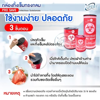 ถังทิ้งเข็ม กล่องทิ้งเข็ม ถังขยะติดเชื้อ PRO SAVE สำหรับทิ้งวัสดุมีคม ขนาด 0.5 2.25 3 3.8 4 4.25 ลิตร กล่องทิ้งของมีคม