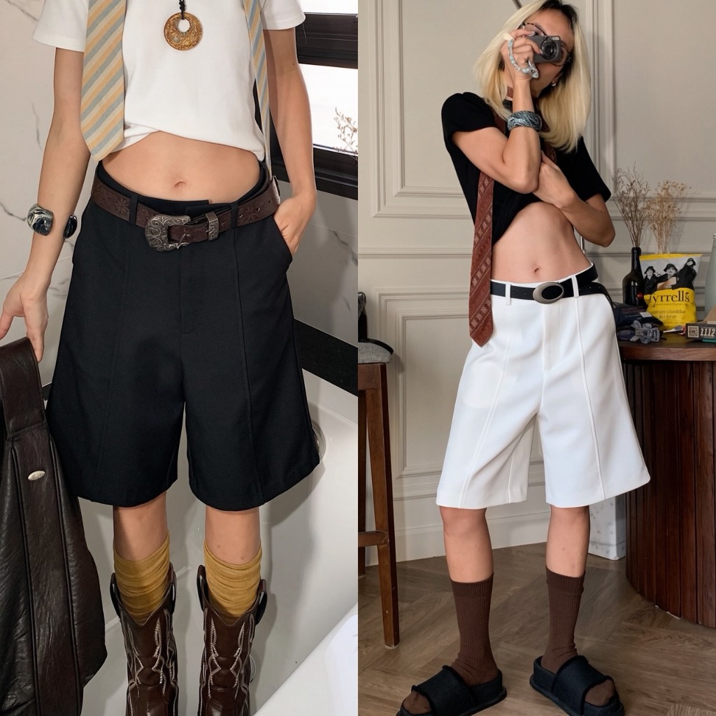 [ช,ญใส่ได้]โค้ดลด30%+โค้ดร้าน100฿+ส่งด่วนฟรี! Fashionstore-Hazel Pants -กางเกงขาห้าส่วน(879)