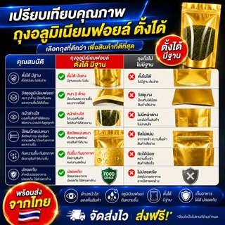 ถุงฟอยด์สีทอง 100 ใบ ด้านหน้าใส ด้านหลังทอง ป้องกันความชื้น ขนาดหลากหลาย