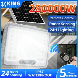 KING ซื้อ 1 แถม 1 ไฟโซล่าเซลล์ 280000W โซล่าเซลล์ ไฟถนน กันน้ำ IP68 solar cell ไฟสปอร์ตไลท์ LED เปิดปิดอัตโนมัติ