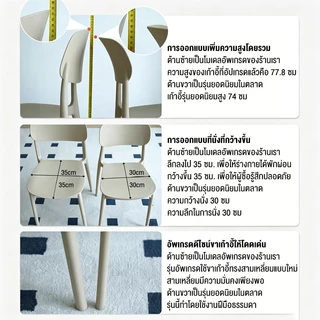 (ซื้อ1แถม1) เก้าอี้พลาสติก เก้าอี้ทานข้าว เก้าอี้ทำงาน มีพนักพิงหลัง นั่งสบายไม่โยก สไตล์เรียบง่าย
