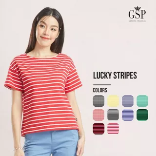 GSP Lucky Stripes Collection เสื้อยืดลายทางผู้หญิง คอกลม แขนสั้น Casual Wear