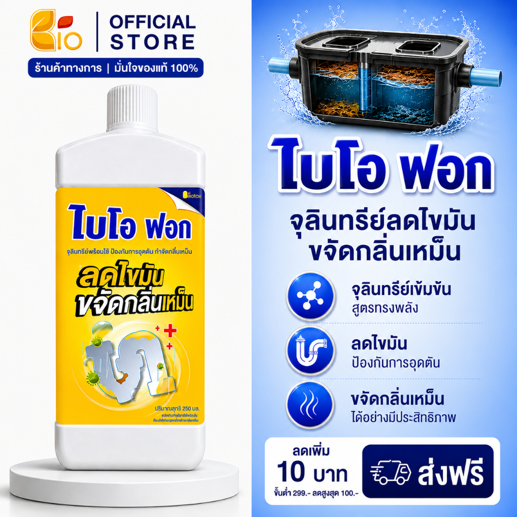 ไบโอฟอก BioFog (ชนิดน้ำ) 1000 ml. จุลินทรีย์ย่อยไขมันและกากของเสีย  ดับกลิ่นเหม็น สลายส้วมเต็ม