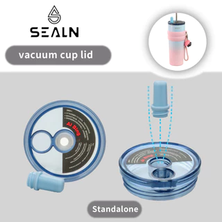 SEALN อุปกรณ์เสริมสำหรับแก้วเก็บความเย็น หลอดดูดยางรัด, ฝาปิด แก้วเก็บความเย็นมีหูจับแก้วเก็บความเย็นแบบสุญญากาศ เซรามิก