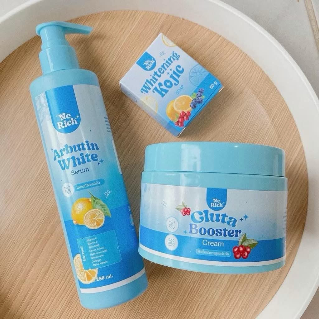 โดสฟ้าใหม่ Arbutin White Serum+Glutabooster+Kojic Soap