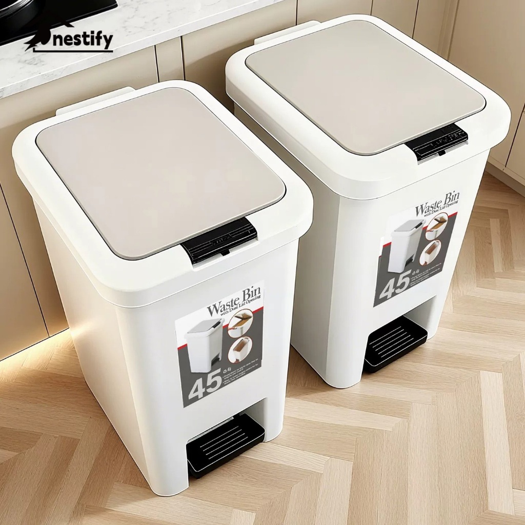 Nestify ถังขยะเหยียบ ถังขยะมีฝาปิด กันกลิ่น ถังขยะห้องครัว ถังขยะห้องน้ำ ถังขยะมินิมอล พลาสติกหนา เป