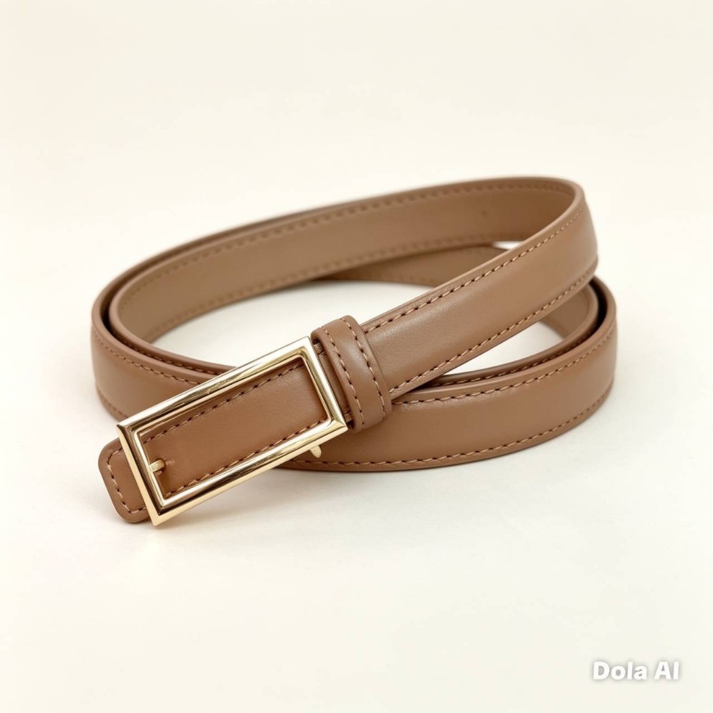 LK531 เข็มขัดหนังผู้หญิงหัวกรอบสีทอง รุ่น Slim Elegant รูปที่ 2