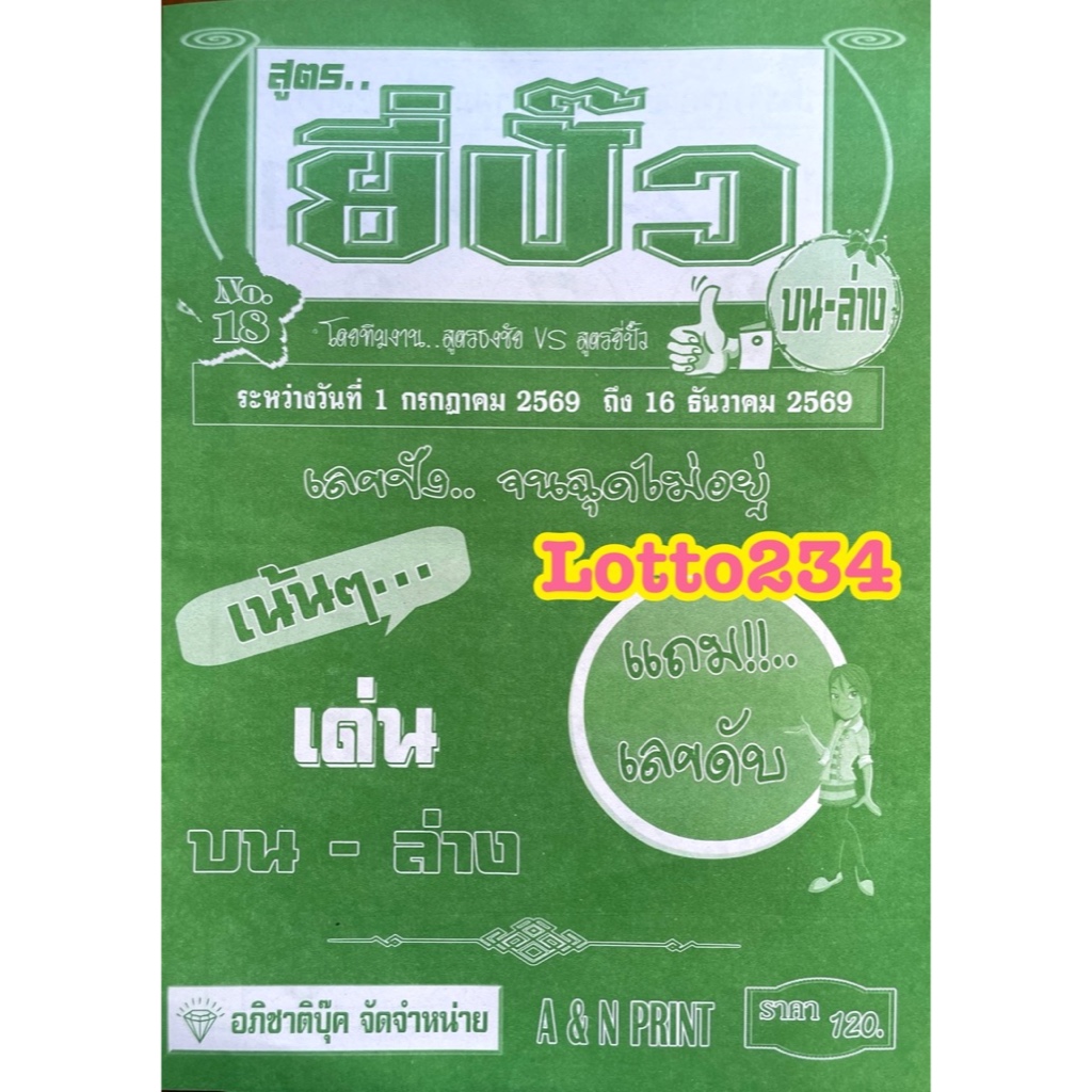 สูตร ยี่ปั้ว ใช้ได้ตั้งแต่งวด 1 กค - 16 ธค 69  รางวัลเลขท้ายสองตัว เลขล่าง หวย สูตรหวย ล็อตเตอรี่ เลขดับ หนังสือหวย