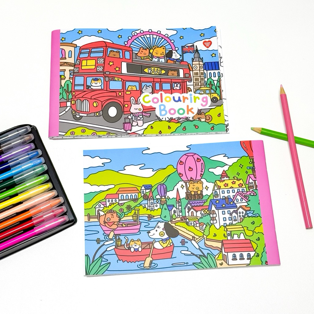 สมุดระบายสี ver.7 ท่องเที่ยวในประเทศอังกฤษ ในเล่มมี18ลายไม่ซ้ำ แถมฟรีแผ่นรองระบายสี