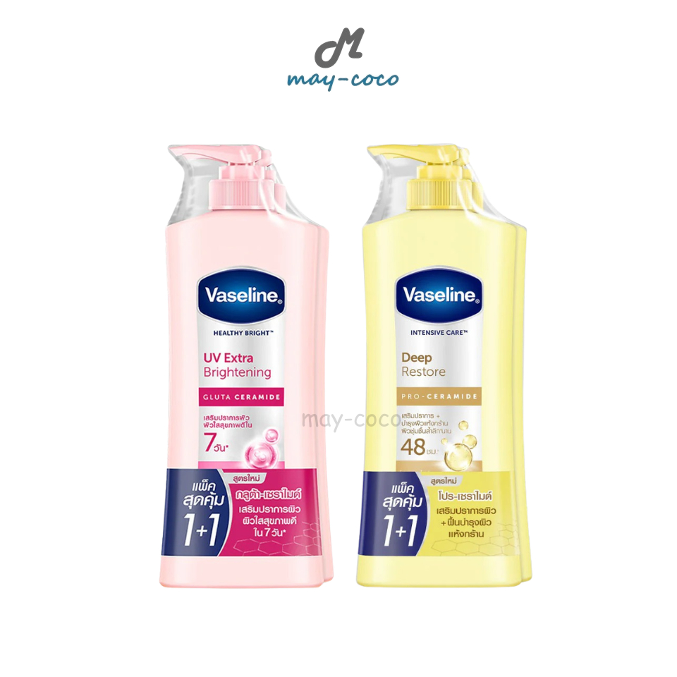 ถูก/แท้/มีไลฟ์ (แพ็คคู่) โลชั่น Vaseline UV Extra Brightening/Deep Restore วาสลีน โลชั่นทาผิว ทาผิวกาย ผิวเนียนนุ่ม
