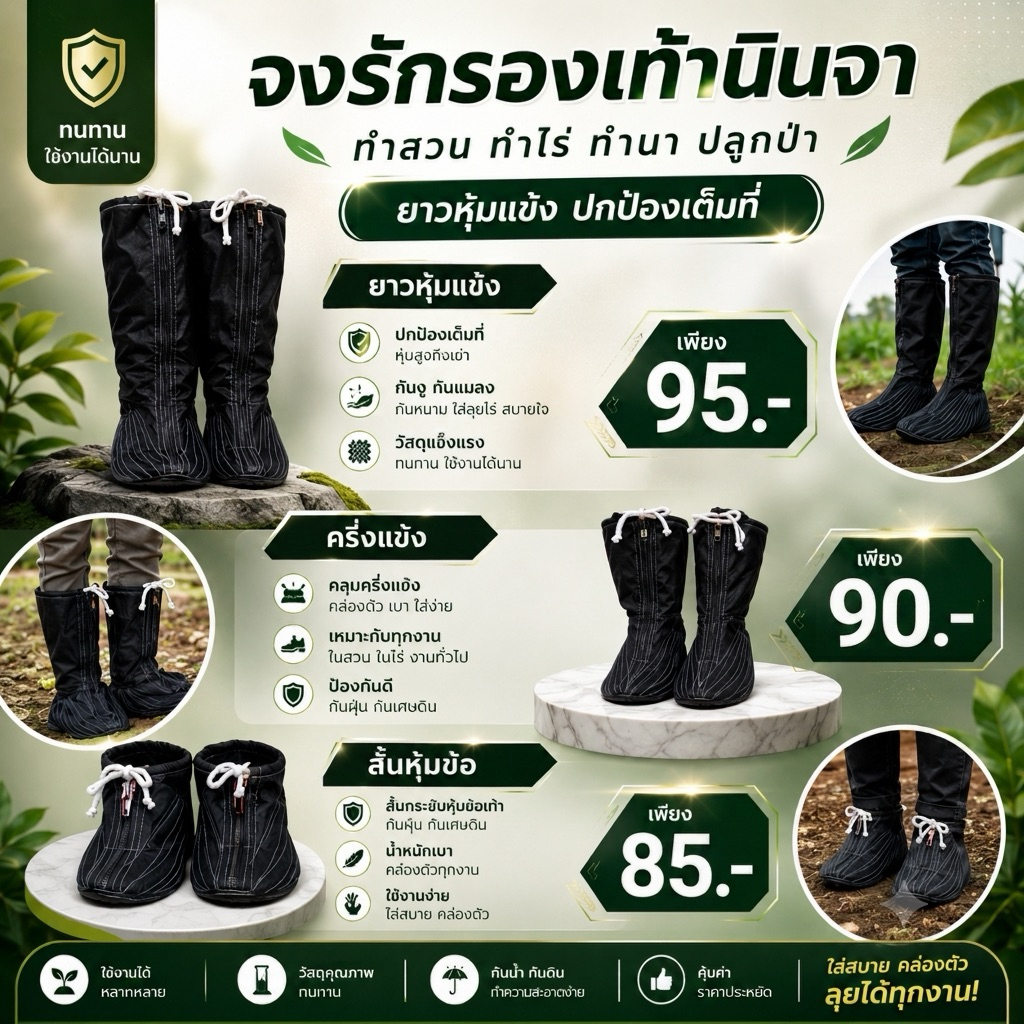 รองเท้านินจาทำสวน ทำนา ทำไร่ ปลูกป่าชายเลย การเกษตร กันทาก ลุยโคลน ผ้านิ่มใส่สบายแห้งไว