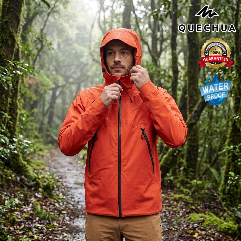 เสื้อแจ็คเก็ตกันฝน/กันน้ำสำหรับผู้ชาย รุ่น MH500 (สีส้ม) QUECHUA