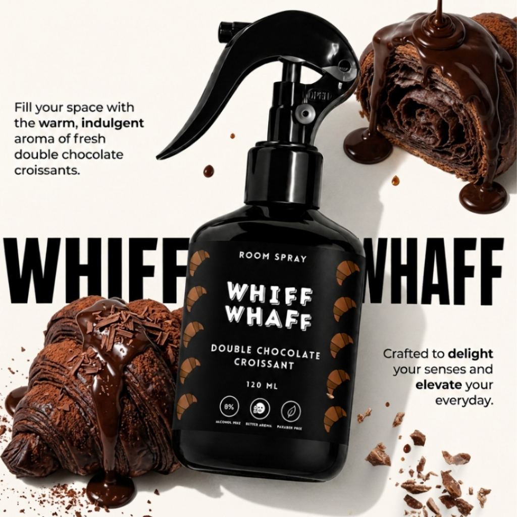สเปรย์หอมกลิ่นดับเบิ้ลช็อกโกแลตครัวซองต์ Double Chocolate Croissant Whiffwhaffวิปวัป Roomspray Diffuser