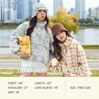 Whatwewearrr | Butter Scottie | แจ็คเก็ตผู้หญิง | เสื้อแจ็คเก็ตผ้าฟลีซลายสก็อต | Best seller