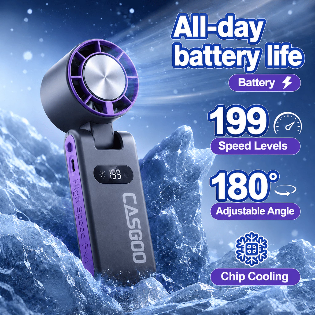 พัดลมไอเย็น CASGOO K680 ICE Cooling Fan ปรับลม199ระดับ เย็นได้16° มอเตอร์13000rpm ปรับ180°+ไฟฉาย+สายคล้อง+ฐานตั้งฟรี thumbnail 3