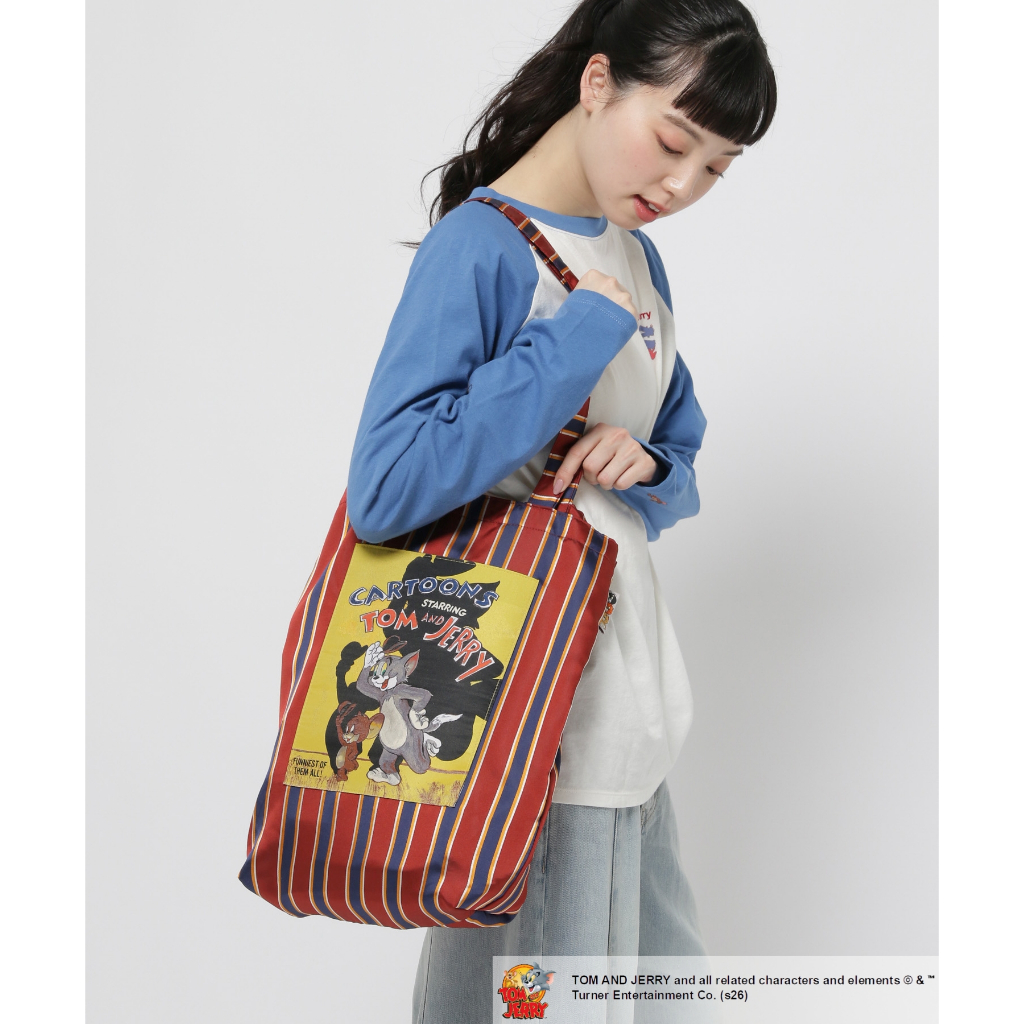 niko and ... [Tom and Jerry] Collaboration Striped Tote Bag