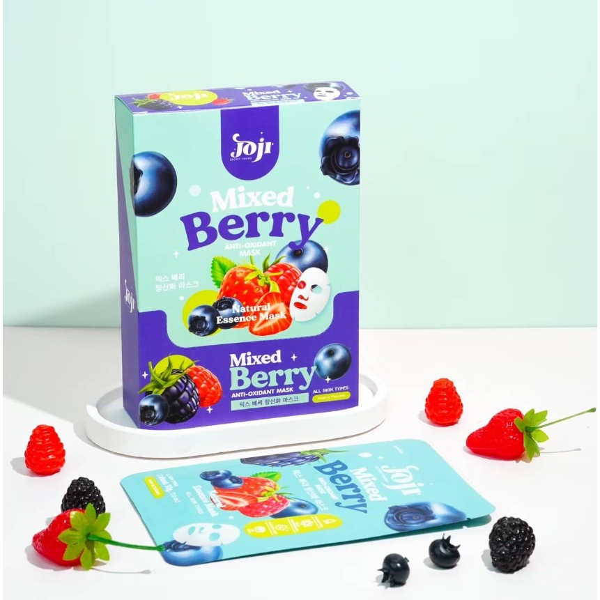 JOJI Secret Young Mixed Berry Anti-Oxidant Mask 30g | แผ่นมาสก์หน้าสูตรมิกซ์เบอร์รี่เข้มข้น ฟื้นฟูผิวโทรม