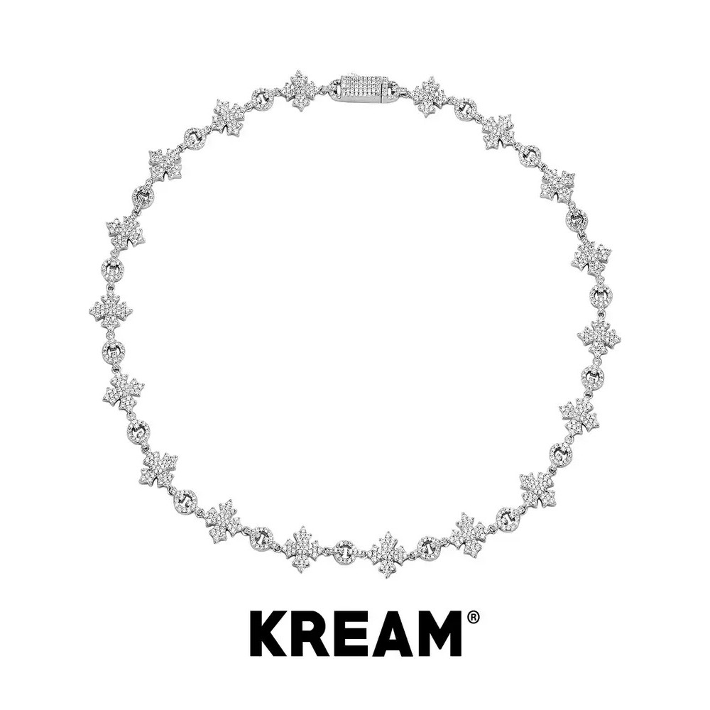 🔥🔥สร้อยคอKREAM🔥🔥 KREAM Full Diamond Floral Cross Necklace Trendy European and American Style Niche L