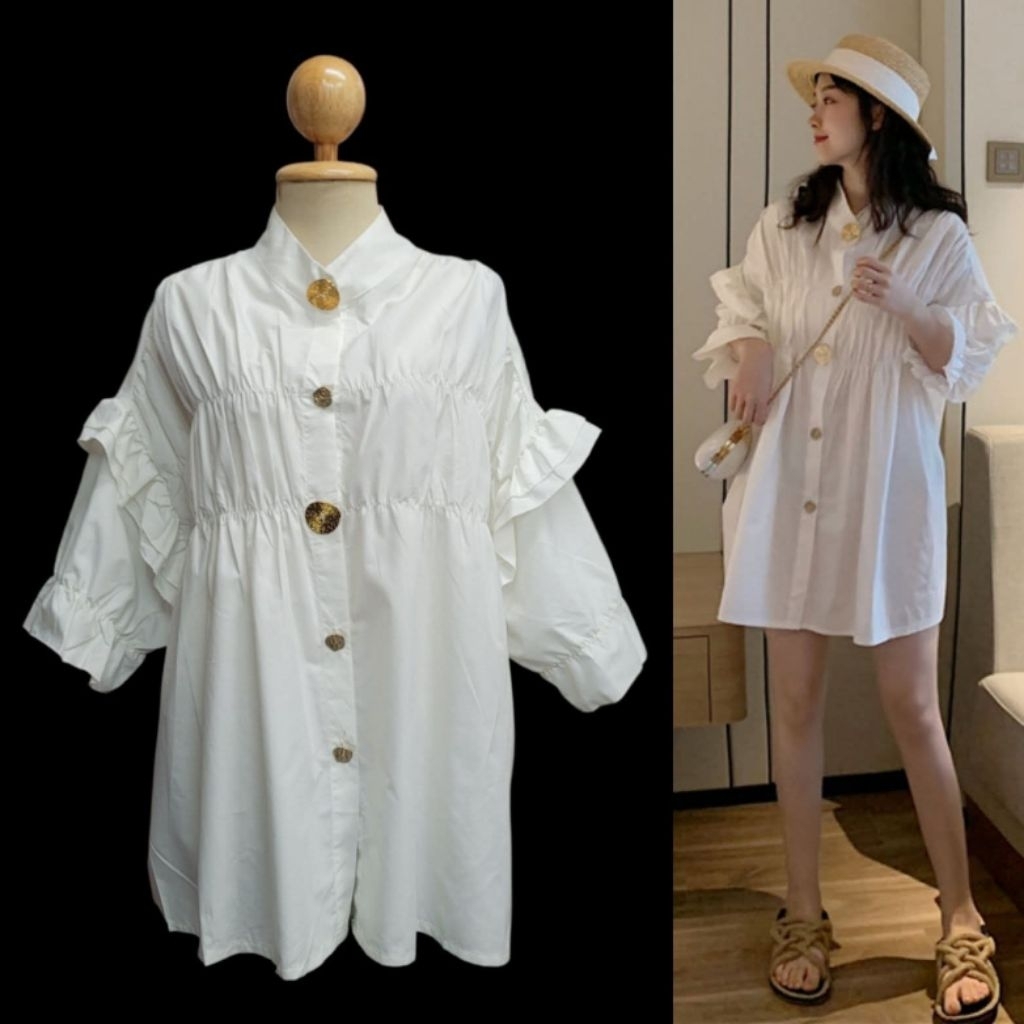 Hey Girl Pleated Buttoned Dress
