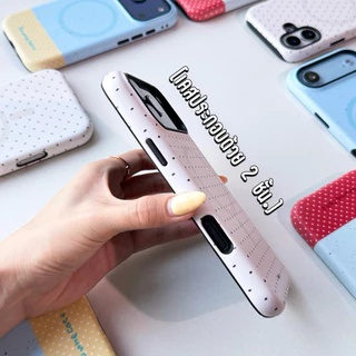 [i17]พร้อมส่ง💘 T3S216 เคสแม่เหล็ก 2Layer Polkadot เคสลายจุด เคสชาร์จไร้สาย เคสไอโฟน กันกระแทก For iPhone13-17P,17Promax