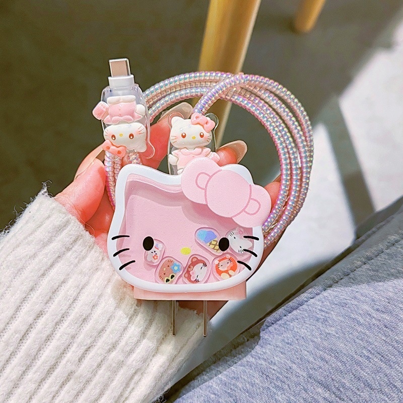 เคสชาร์จ Hello Kitty สุดน่ารัก 20W พร้อมสายเคเบิลข้อมูลป้องกันการแตกหัก สำหรับ Apple iPhone11 12 13 14 15pro max