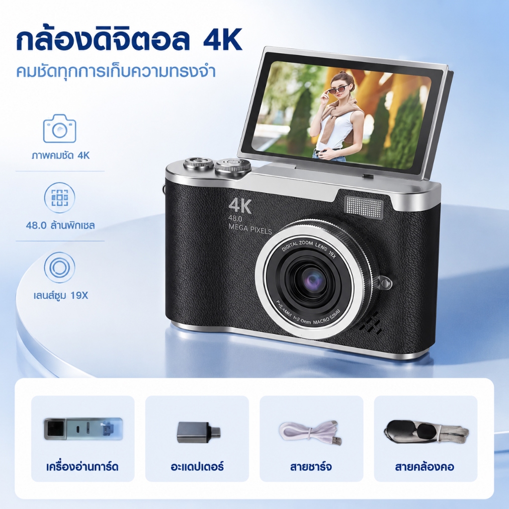 กล้องดิจิตอลแบบฝาพับสําหรับเด็กระดับเริ่มต้น ซีซีดี กล้องดิจิตอล - กล้องดิจิตอลถ่ายภาพ 180° หน้าจอพลิกพร้อม