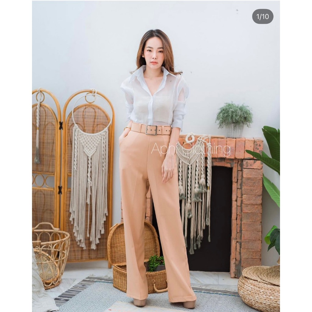 Aphi High-Waist Buckle Pants กางเกงเอวสูงพร้อมเข็มขัด (Working Smart Promotion)