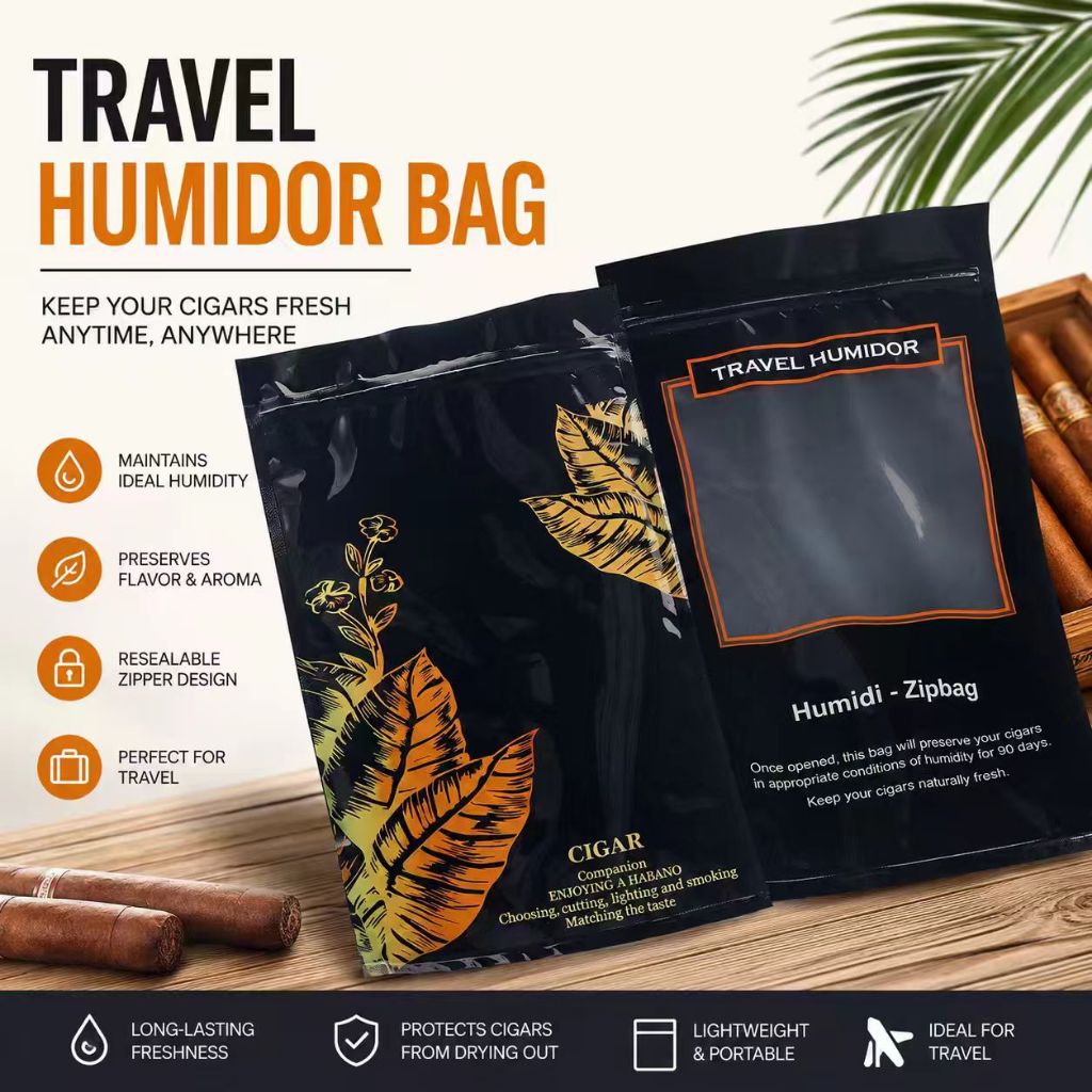 In-stock cigar humidor bags, cigar humidity bags, cigar humidifying bags, glossy outdoor