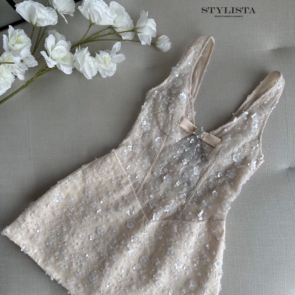 STYLISTA Dressปักเลื่อมดอก 3D ทั้งตัว(ไม่มีฟองน้ำ) รูปที่ 4