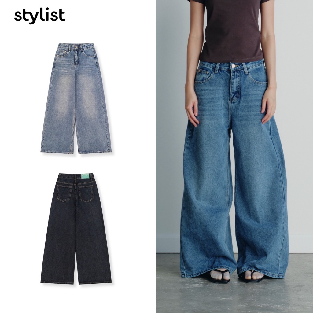 STYLIST - Pants Long wide leg Jeans 007 กางเกงยีนส์ทรงกระบอกใหญ่
