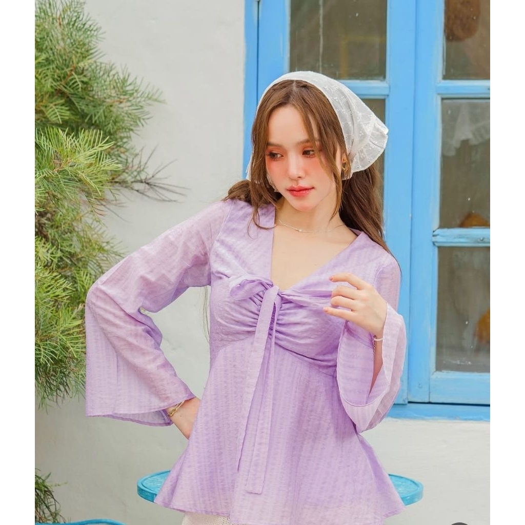 ส่งต่อเสื้อแขนยาว Bubbly Pop สีม่วง size : S (แบรนด์ kokiji)