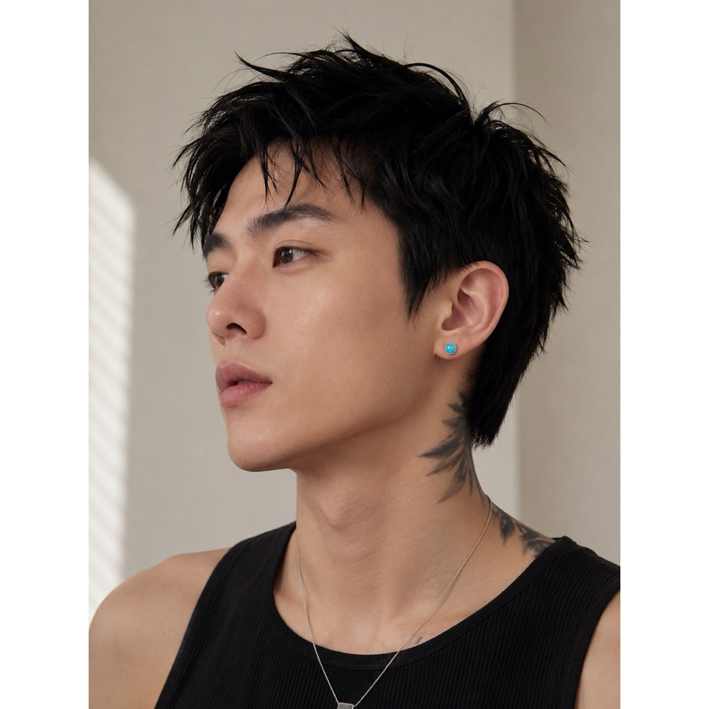 ต่างหูเทอควอย์แท้ เงินแท้ งานใหม่ 7mm