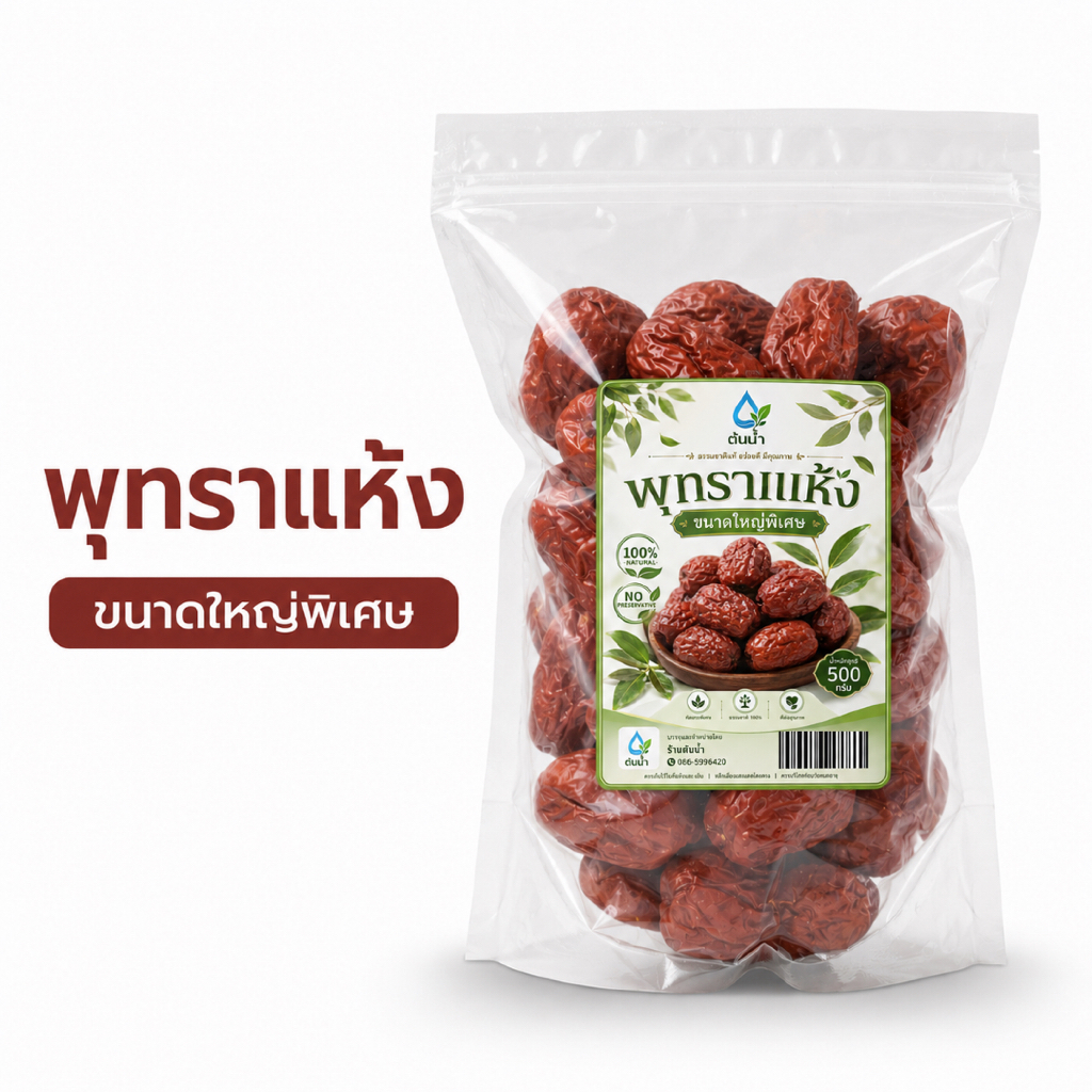 พุทราแห้ง ขนาดใหญ่พิเศษ 500g | Dried Jujube XL | ผลไม้แห้ง พุทราจีน คัดเกรด A