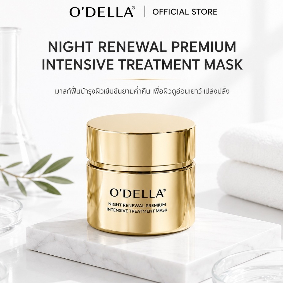 O'DELLA NIGHT RENEWAL PREMIUM INTENSIVE TREATMENT MASK ครีมมาส์กเข้มข้นบำรุงผิวตอนกลางคืน