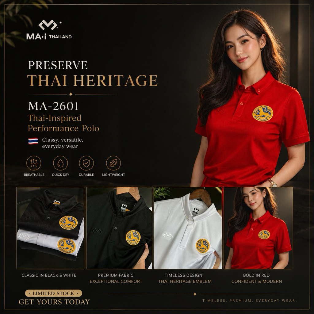 MA-I POLO MA-2601 โปโล มาอิ MA-i CLASSIC ELITE พร้อมปักปกครอง