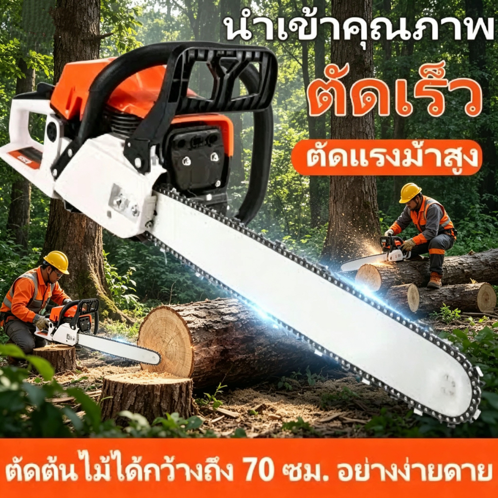 เลื่อยยนต์โซ่เลื่อยยนต์ บาร์ 20 เลื่อยโซ่ยนต์5แรง5200 เลื่อยยนต์ร้อนไม่ดับ เลื่อยตัดไม้.3.5 บาร์ 2.1kw/ 7500 เลื่อยยนต