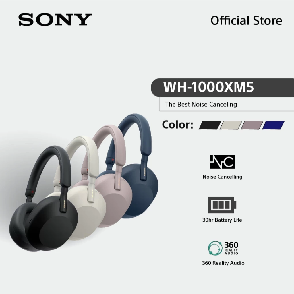 Sony หูฟังไร้สาย WH-1000XM5 Bluetooth Noise Canceling