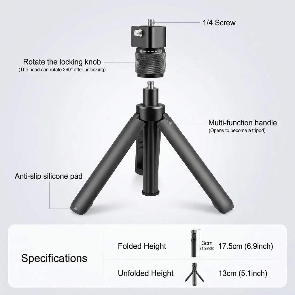 【COD】ไม้เซลฟี่ที่มองไม่เห็นสําหรับ Insta360 X5 / X4 Air / X4 / X3 ขาตั้งกล้องมือถือ Bullet Time RotaryHandle ขาตั้งกล้อง thumbnail 7
