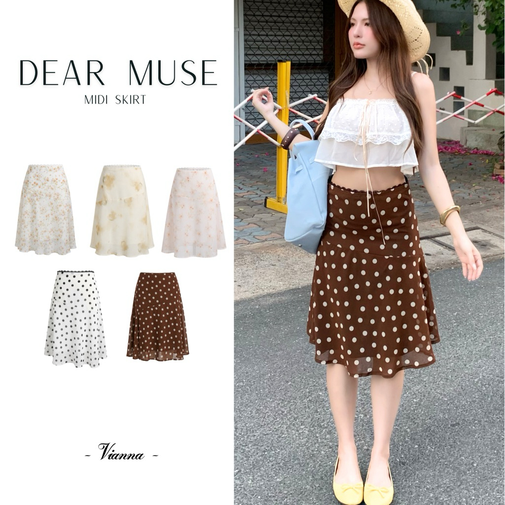 Dear Muse กระโปรงผ้าชีฟอง ชายพริ้ว AP134