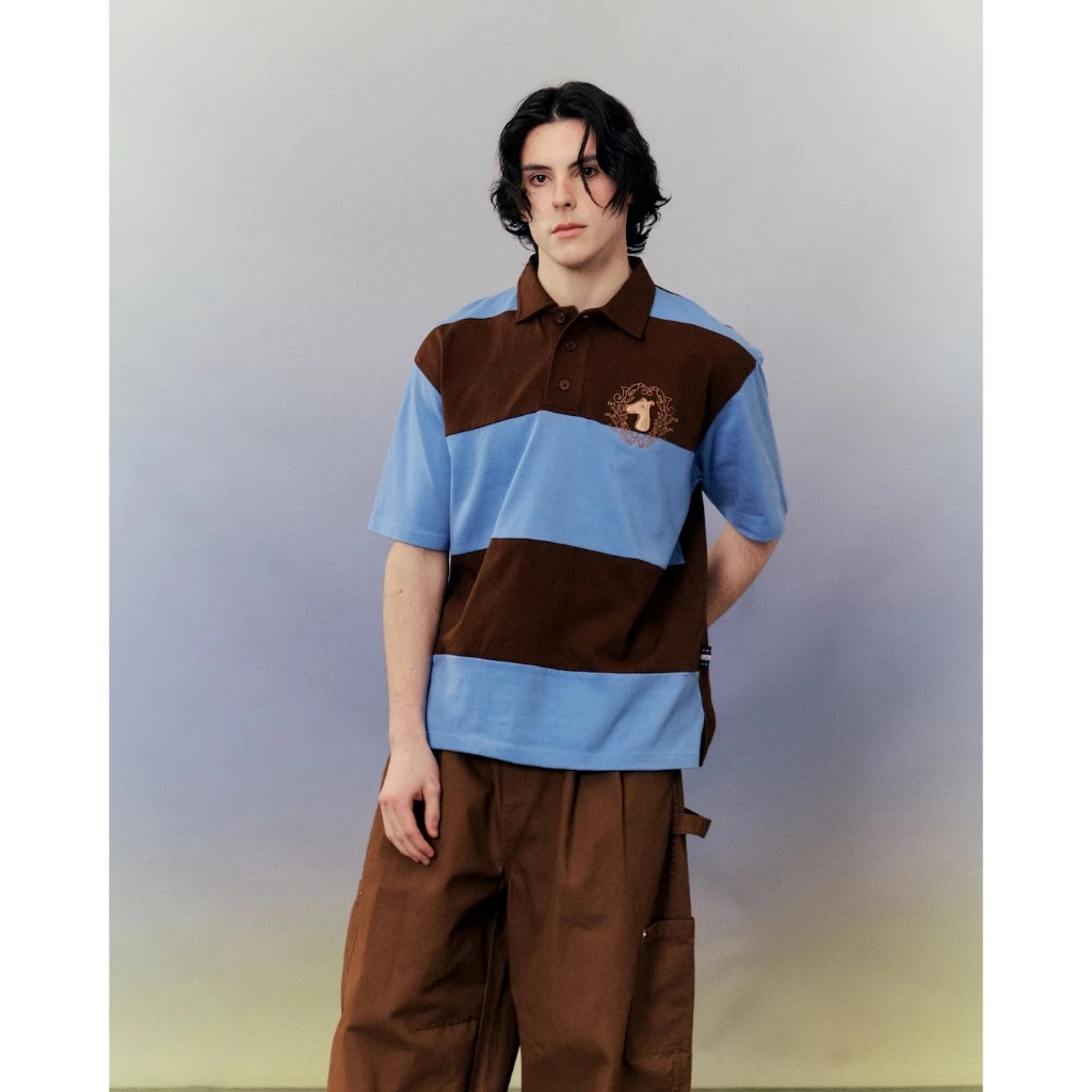 S26MD SMILEYHOUND STRIPED POLO WITH SUMMER CLUB LOGO