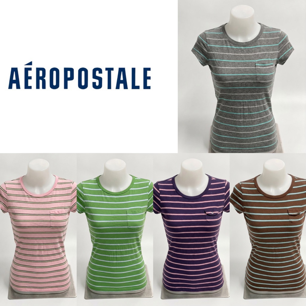 เสื้อยืดคอกลม (XX11) ผู้หญิง 4 สี แขนสั้น ลายขวาง ผ้ายืด รวมป้ายแบรนด์ พร้อมส่ง🔥