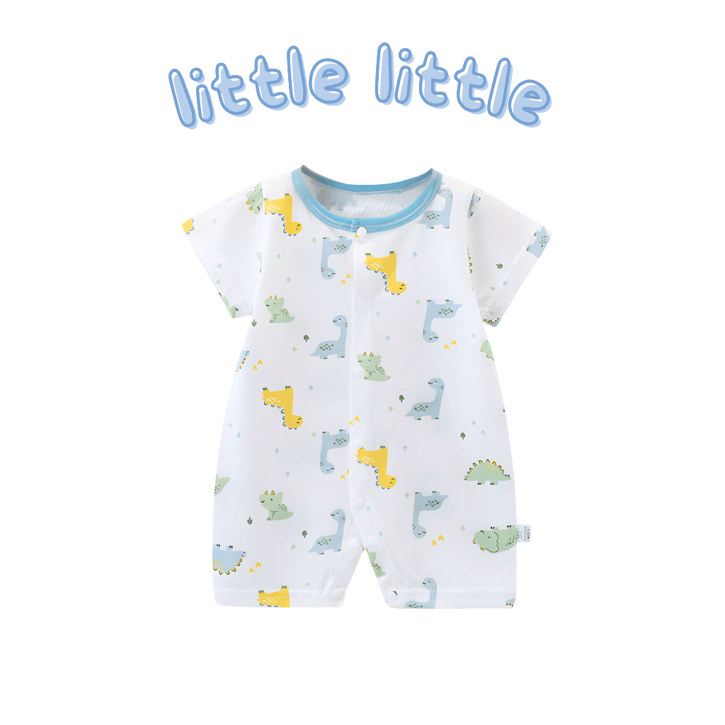 little little - บอดี้สูทเด็กแรกเกิด แขนขาสั้น กระดุมผ่าหน้า ใส่ง่าย ชุดเด็ก เสื้อผ้าเด็กอ่อน เหมาะกับเด็ก 1 - 12 เดือน
