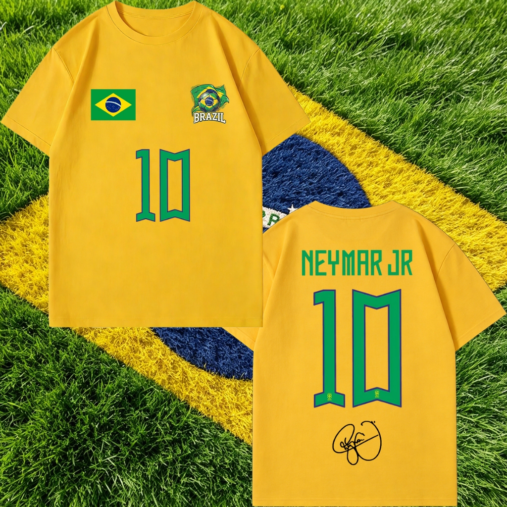 jersey เสื้อกีฬา cotton light and thin น้ำหนักเบาและระบายอากาศ Neymar JR ลายเซ็น Fan T-shirt summer เสื้อฟุตบอล Unisex