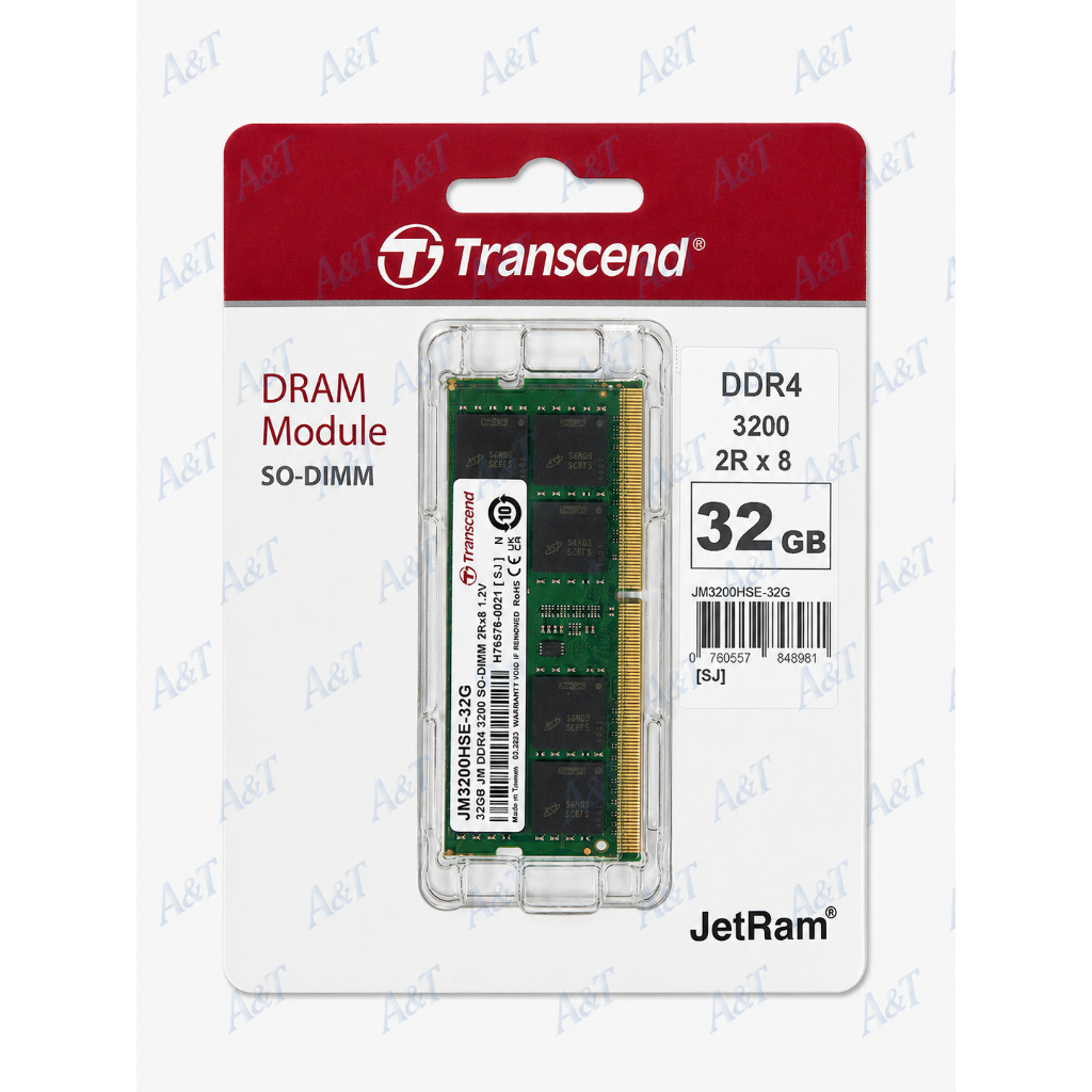 RAM NOTEBOOK (แรมโน้ตบุ๊ค) TRANSCEND 32GB DDR4 3200Mhz SO-DIMM 2Rx8 2Gx8 CL22 (ของใหม่)