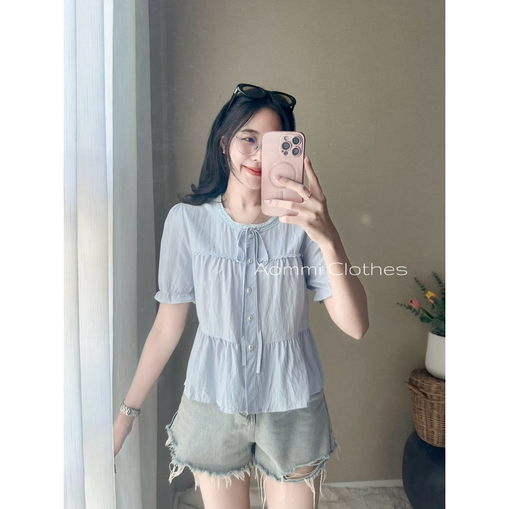 ໋ ͙֒ ˚. ༘เสื้อคอกลม แต่งโบว์สวยๆแขนตุ๊กตา ˚˖𓍢ִ໋ ͙֒