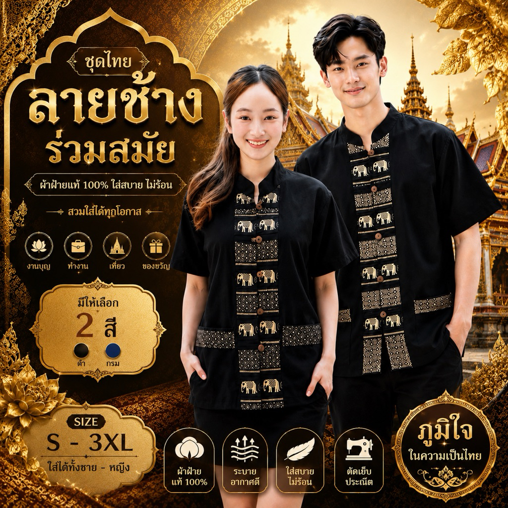 เสื้อคู่สีดำลายข้าง ใส่ไว้อาลัย🎗️