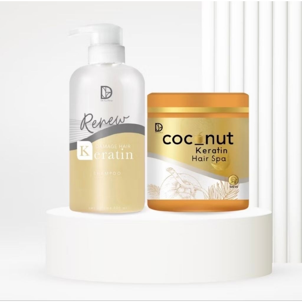 เคราติน หมักผม+แชมพู🚀ส่งด่วน โค้ดลด ส่งฟรี De La Fleur Hair Spa Keratin [KTset]