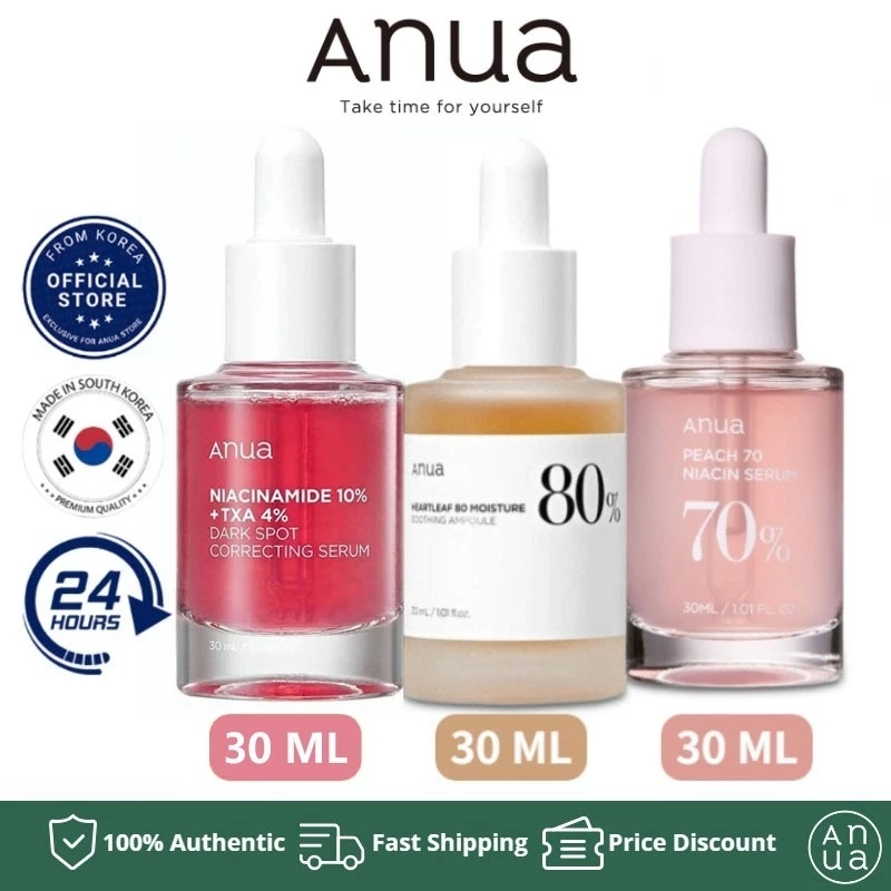 ANUA Niacinamide 10%+TXA 4% Dark Spot Correcting Serum/Peach 70% Nlacinamide Serum/HEARTLEAF 80% SOOTHING AMPOULE 30ML